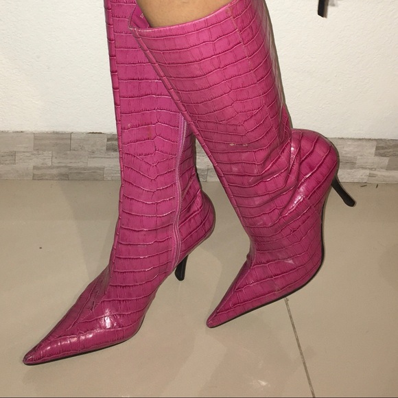 pink croc boots